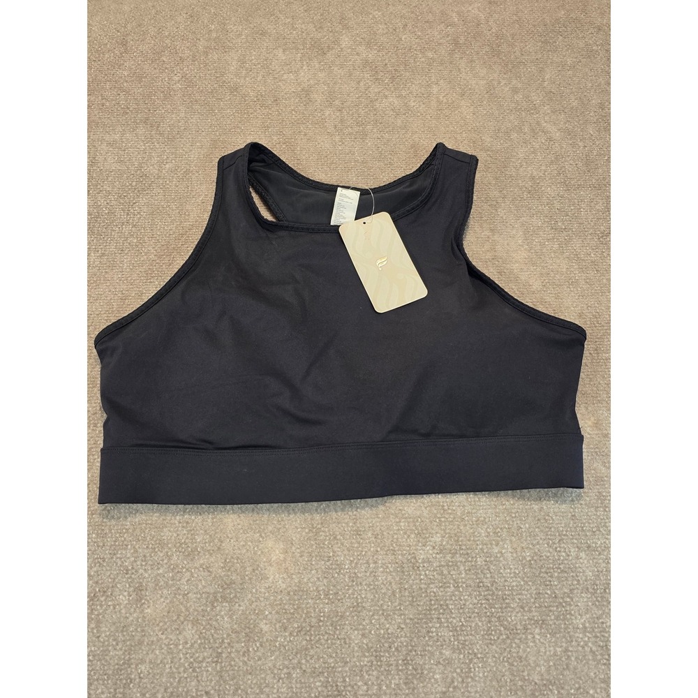 NWT Fabletics Trinity High Impact Sport Bra Black Mesh Back Strappy 2X BA2039894